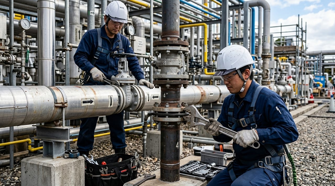 石油化学プラントの配管工事