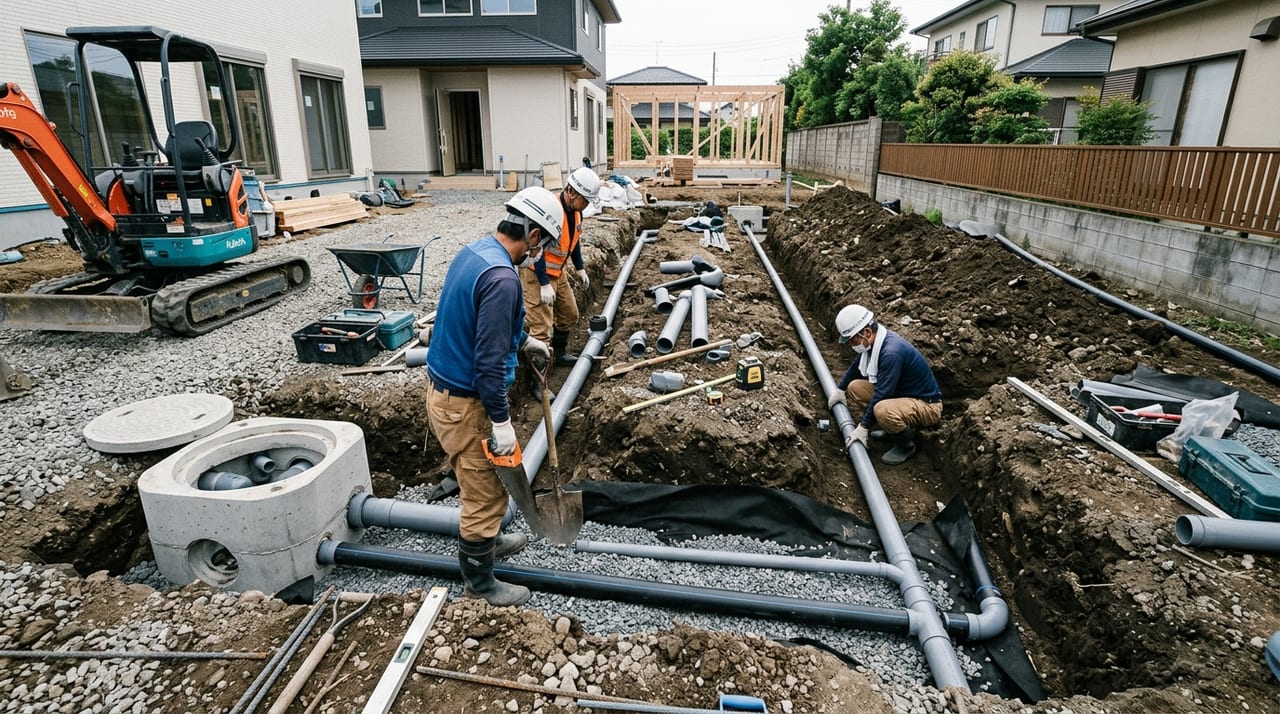 外構工事と排水計画のポイント｜駐車場・庭の雨水排水と配管設計