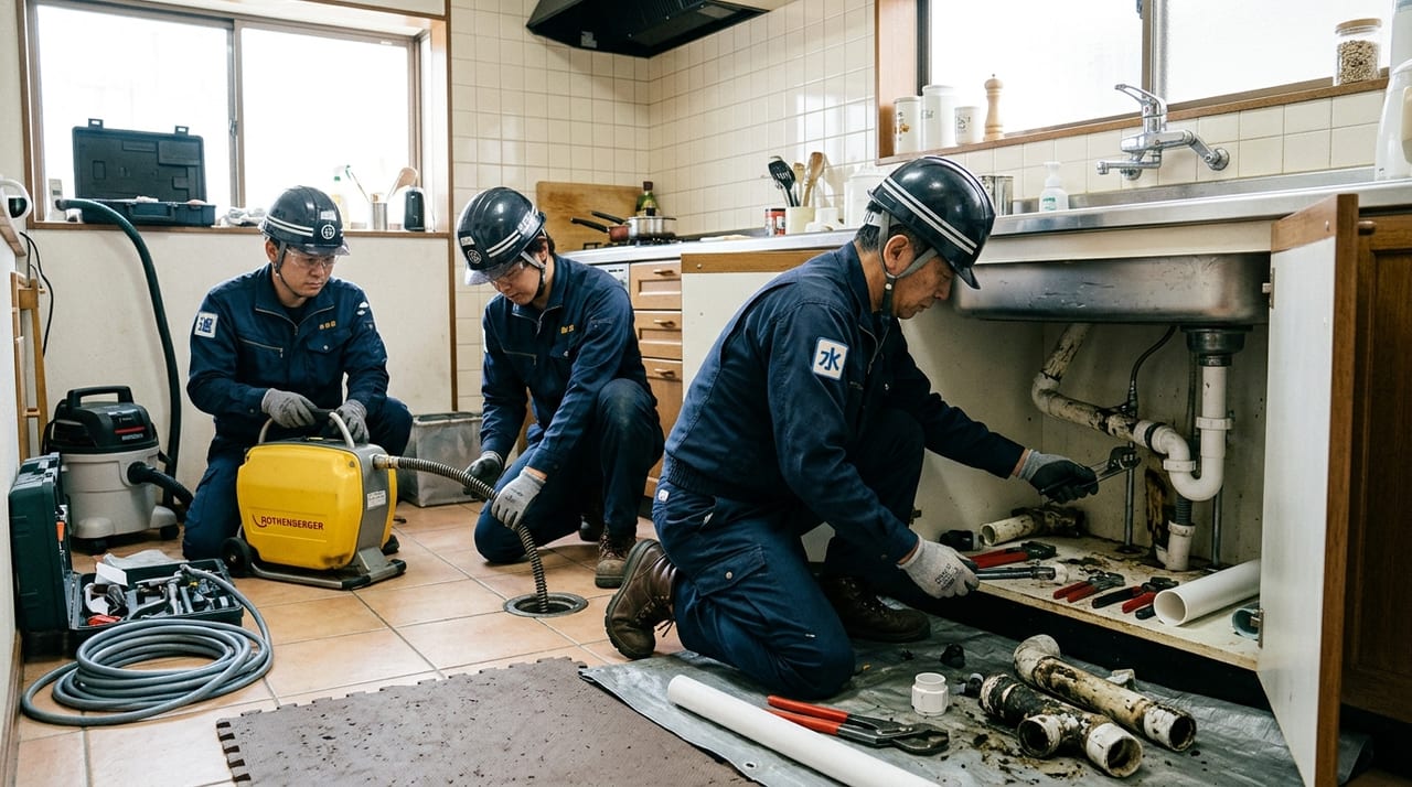 キッチン排水の詰まり予防と対処法｜油汚れ・食べかすが引き起こす配管トラブル