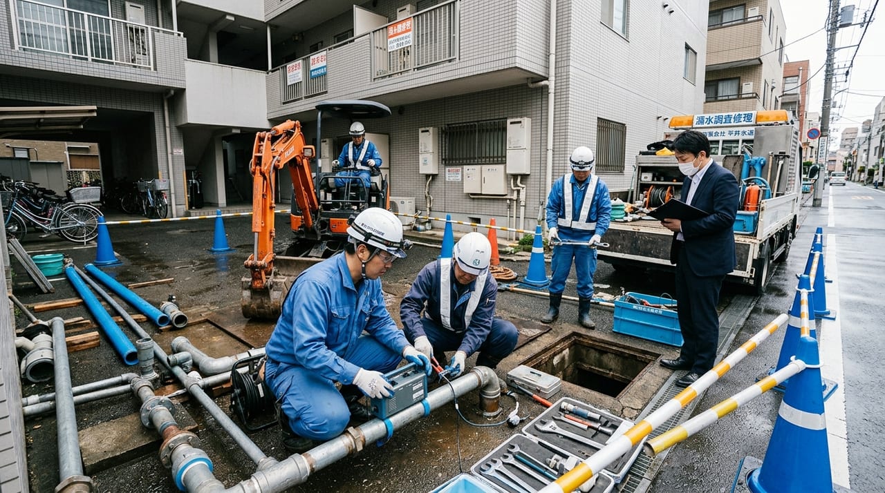 漏水調査から保険申請までのフロー｜管理会社・保険会社・業者の連携手順