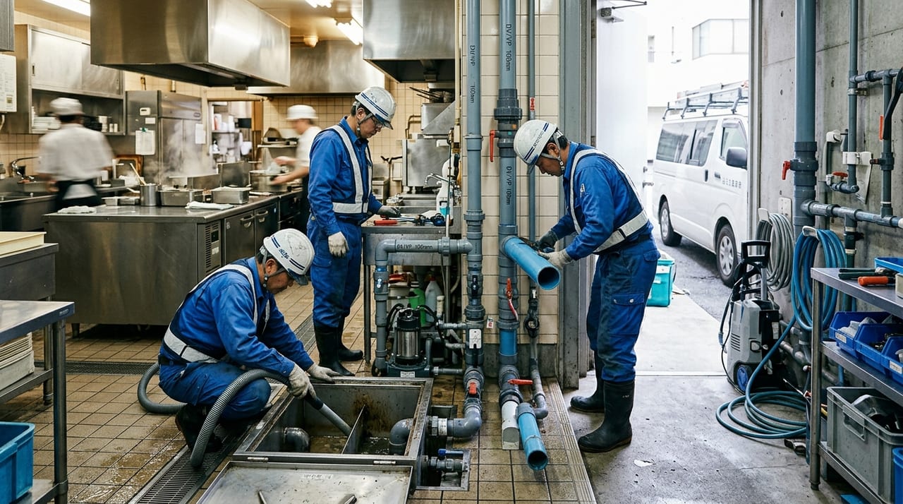 グリーストラップの容量選定・清掃周期・法定義務完全ガイド｜飲食店の排水対策 のメインビジュアル