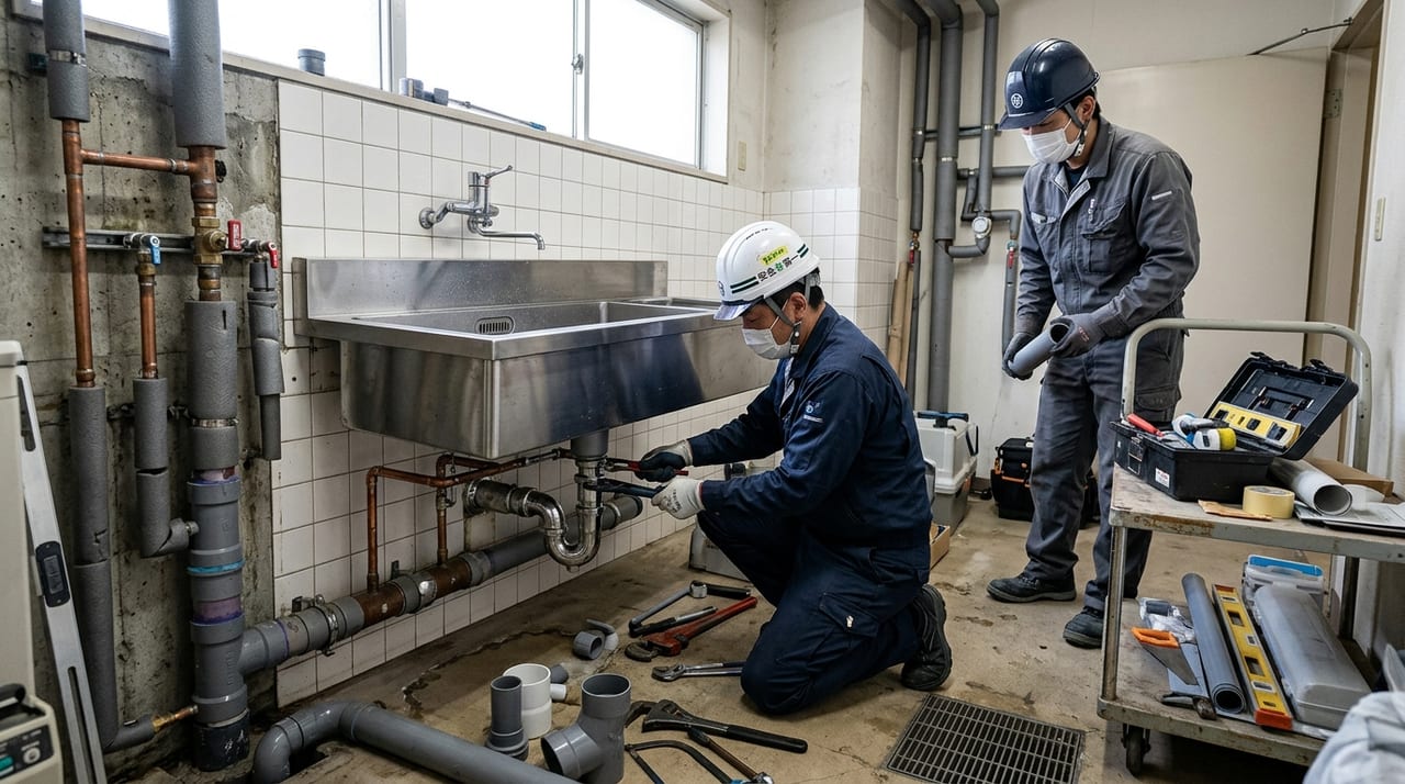 スロップシンク(汚物流し)の設置工事と配管要件|マンション・介護施設・医療機関向け解説 のメインビジュアル