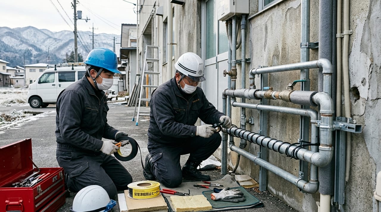配管ヒーター(凍結防止帯)の選び方と施工のポイント|冬季の露出配管を守る電気式凍結対策 のメインビジュアル