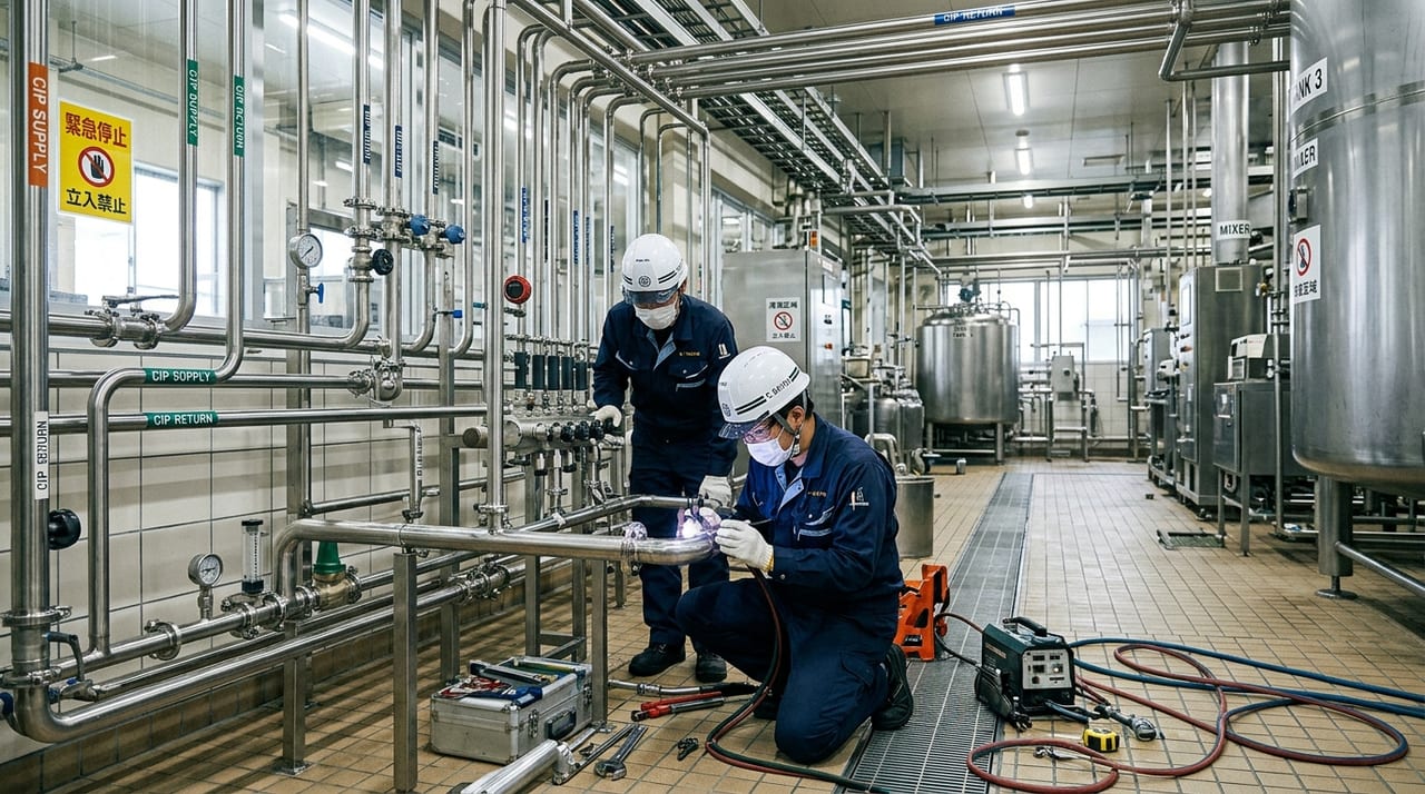 食品工場のCIP(定置洗浄)配管システム|洗浄性を高める設計と施工のポイント のメインビジュアル